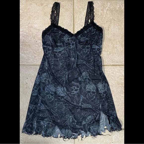 SOLD - New Without Tags - Distressed Mesh Zombie Lace Cami Mini Dress - Picture 5 of 8